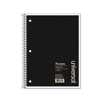 Wirebound Notebook, 1 Subject, Medium-college Rule, Black Cover, 10.5 X 8, 70 Sheets