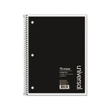 Wirebound Notebook, 1 Subject, Medium-college Rule, Black Cover, 10.5 X 8, 70 Sheets