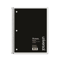 Wirebound Notebook, 1 Subject, Wide-legal Rule, Black Cover, 10.5 X 8, 70 Sheets