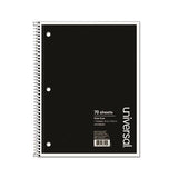 Wirebound Notebook, 1 Subject, Wide-legal Rule, Black Cover, 10.5 X 8, 70 Sheets