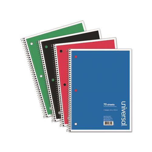 Wirebound Notebook, 1 Subject, Wide-legal Rule, Assorted Color Covers, 10.5 X 8, 70 Sheets, 4-pack