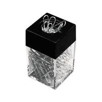 Paper Clips With Magnetic Dispenser, Small (no. 1), Silver, 100 Clips-pack, 12 Packs-carton