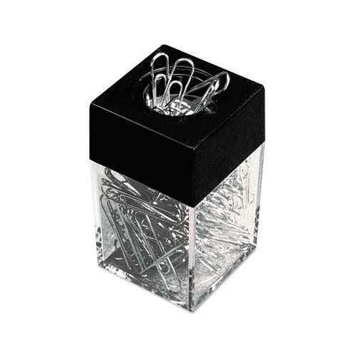 Paper Clips With Magnetic Dispenser, Small (no. 1), Silver, 100 Clips-pack, 12 Packs-carton