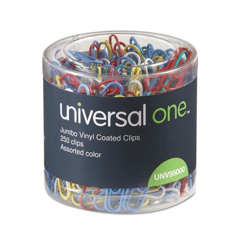 Plastic-coated Paper Clips, Jumbo, Assorted Colors, 250-pack