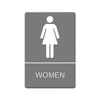 Ada Sign, Women Restroom Symbol W-tactile Graphic, Molded Plastic, 6 X 9, Gray