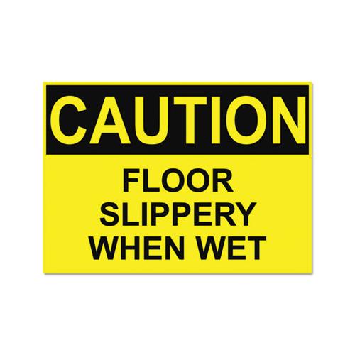 Osha Safety Signs, Caution Slippery When Wet, Yellow-black, 10 X 14