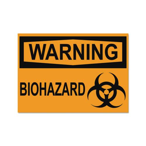 Osha Safety Signs, Warning Biohazard, Orange-black, 10 X 14