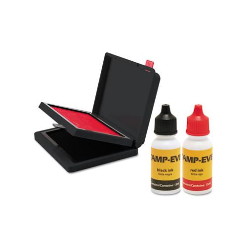 Two-color Stamp Pad With Ink Refill, 2 3-8 X 4, Red-black