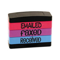 Stack Stamp, Emailed, Faxed, Received, 1 13-16 X 5-8, Assorted Fluorescent Ink