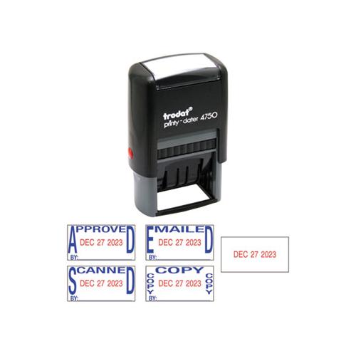 Economy 5-in-1 Date Stamp, Self-inking, 1 X 1 5-8, Blue-red