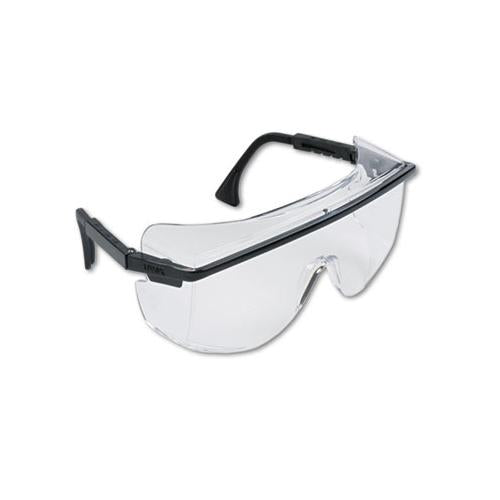 Astro Otg 3001 Wraparound Safety Glasses, Black Plastic Frame, Clear Lens