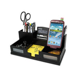 Midnight Black Desk Organizer With Smartphone Holder, 10 1-2 X 5 1-2 X 4, Wood