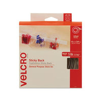 Sticky-back Fasteners With Dispenser, Removable Adhesive, 0.75" X 15 Ft, White