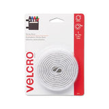 Sticky-back Fasteners With Dispenser, Removable Adhesive, 0.75" X 5 Ft, White