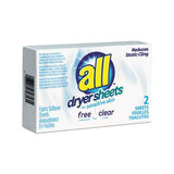 Free Clear Vend Pack Dryer Sheets, Fragrance Free, 2 Sheets-box, 100 Box-carton