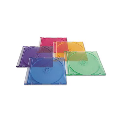 Cd-dvd Slim Case, Assorted Colors, 50-pack