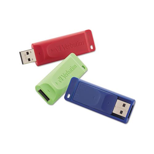 Store 'n' Go Usb Flash Drive, 4 Gb, Assorted Colors, 3-pack