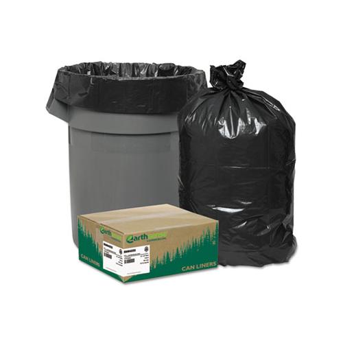 Linear Low Density Recycled Can Liners, 33 Gal, 1.25 Mil, 33" X 39", Black, 100-carton
