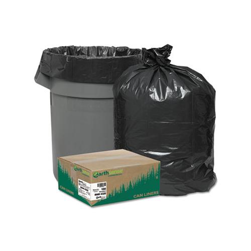 Linear Low Density Recycled Can Liners, 56 Gal, 2 Mil, 43" X 47", Black, 100-carton