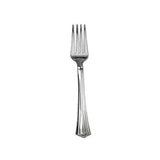 Heavyweight Plastic Forks, Reflections Design, Silver, 600-carton