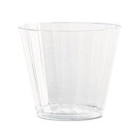 Classic Crystal Plastic Tumblers, 9 Oz., Clear, Fluted, Squat, 12-pack