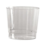 Classic Crystal Plastic Tumblers, 9 Oz., Clear, Fluted, Rocks Squat, 12-pack