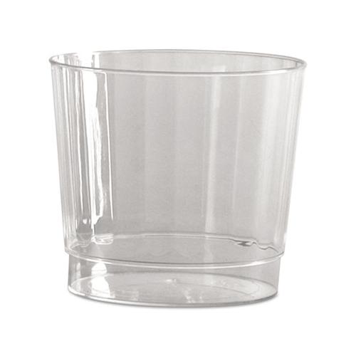 Classic Crystal Plastic Tumblers, 9 Oz., Clear, Fluted, Rocks Squat, 12-pack