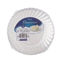 Classicware Plastic Plates, 6" Dia., Clear, 12 Plates-pack, 15 Packs-carton