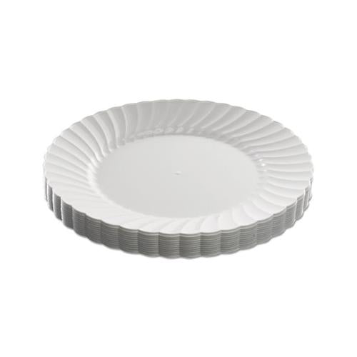 Classicware Plastic Dinnerware Plates, 9" Dia, White, 12-pack