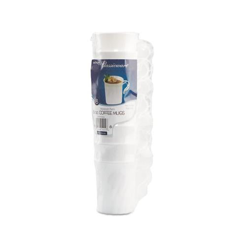 Classicware Plastic Coffee Mugs, 8 Oz., White, 192-carton