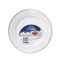 Masterpiece Plastic Dinnerware, White-silver, 10 1-4", 10-pack