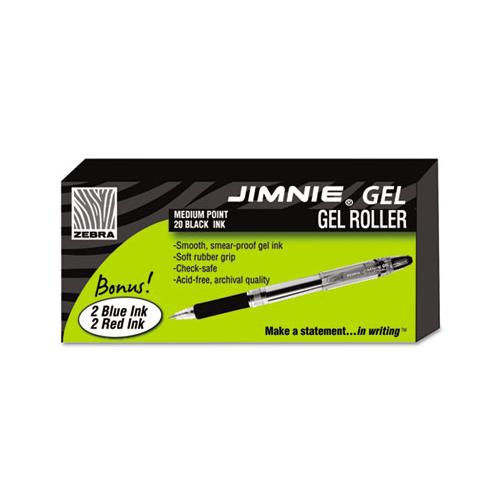 Jimnie Stick Gel Pen Value Pack, Medium 0.7mm, Black Ink, Smoke Barrel, 24-box