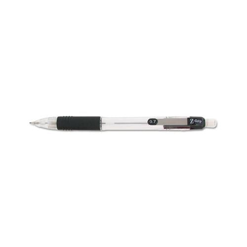 Z-grip Mechanical Pencil, 0.7 Mm, Hb (#2.5), Black Lead, Clear-black Grip Barrel, 24-pack