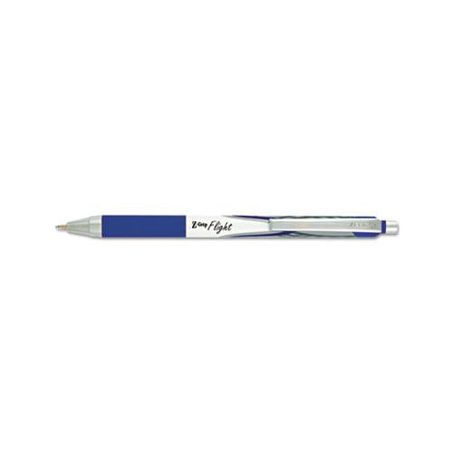 Z-grip Flight Retractable Ballpoint Pen, 1.2mm, Blue Ink, White Barrel, Dozen