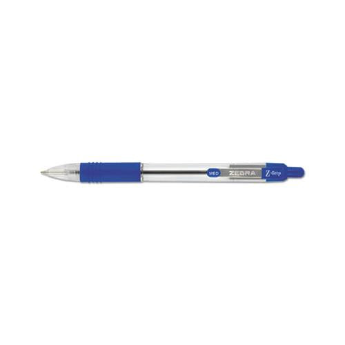 Z-grip Retractable Ballpoint Pen, Medium 1 Mm, Blue Ink, Clear Barrel, Dozen