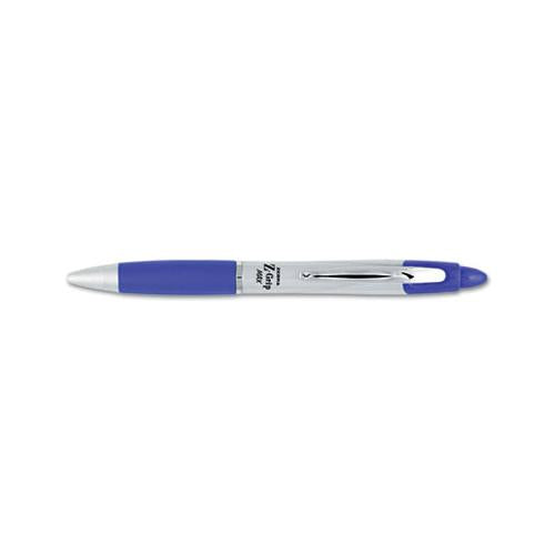 Z-grip Max Retractable Ballpoint Pen, Medium 1mm, Blue Ink, Silver Barrel, Dozen