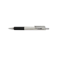 F-402 Retractable Ballpoint Pen, 0.7mm, Black Ink, Steel-black Barrel, 2-pack