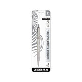F-701 Retractable Ballpoint Pen, 0.7mm, Black Ink, Stainless Steel-black Barrel