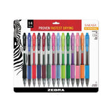 Sarasa Dry Gel X20 Retractable Gel Pen, Medium 0.7mm, Assorted Ink-barrel, 14-pack